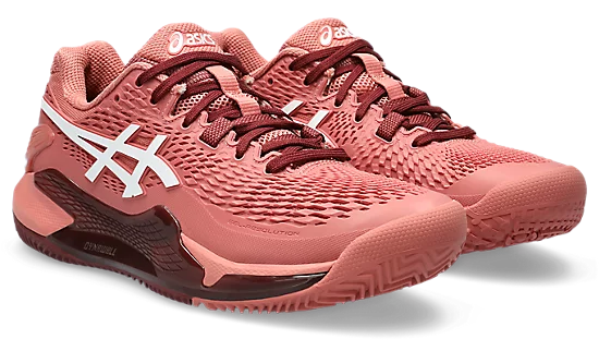 Chaussures de tennis Asics Gel-Resolution 9 CLAY Grenat clair/Blanc