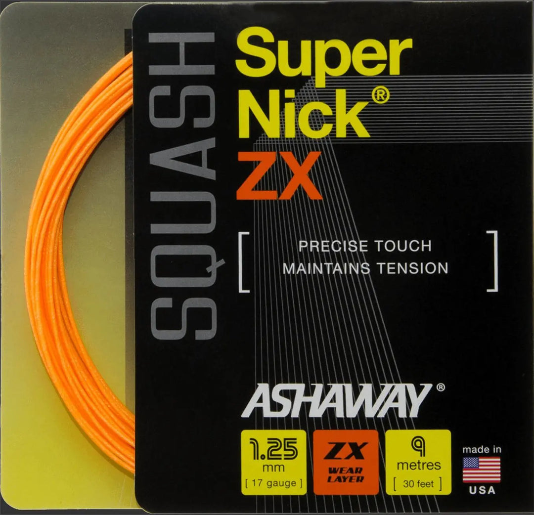 Ashaway SuperNick ZX 17g Orange Squash String Set Squash Strings Ashaway