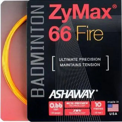 Ashaway ZyMax 66 Fire Orange Badminton String Set 10m Badminton Strings Ashaway