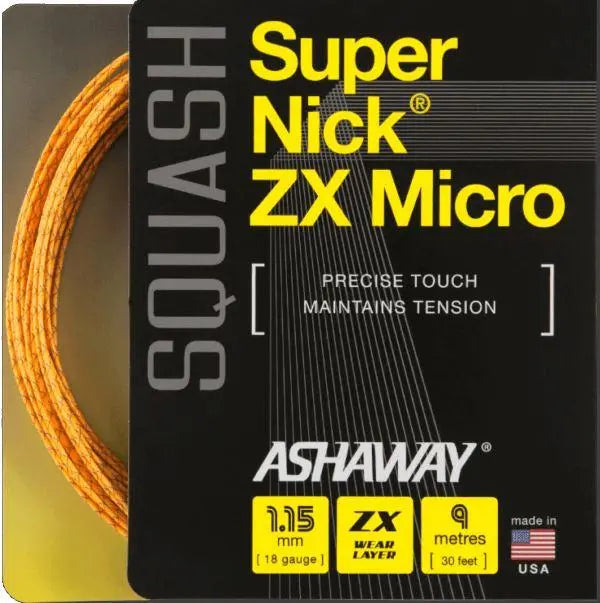 Ashaway SuperNick ZX Micro 18g Orange/Blue String Set Squash Strings Ashaway