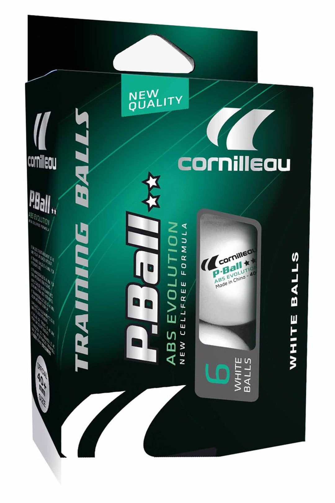 Cornilleau ABS Evolution 2-stars White Table Tennis Balls (pack of 6) Ping-pong balls Cornilleau