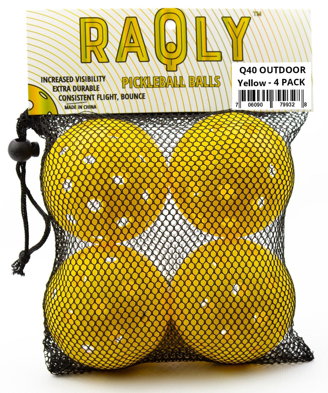 RAQLY Pickleball Q40 Outdoor Ball Pickleball Balls RAQLY Yellow 4-pack