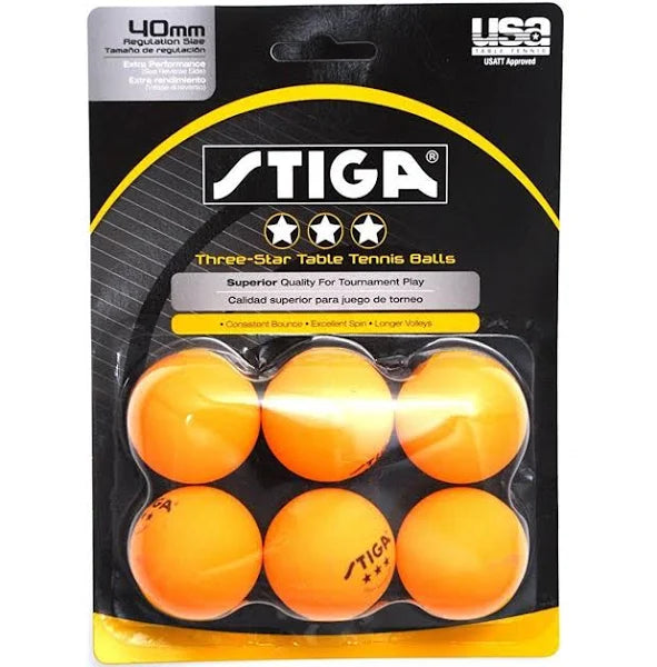Stiga 3 Star Table Tennis Balls (pack of 6) Ping-pong balls Stiga