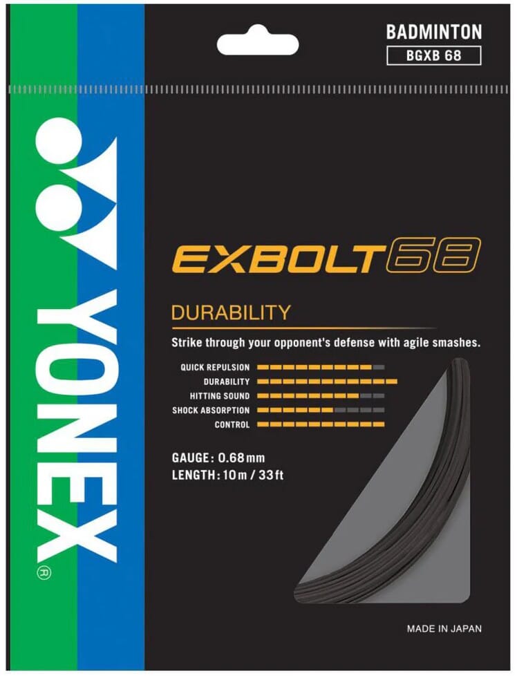 Yonex Exbolt 68 Badminton String 10m Set Badminton Strings Yonex Black