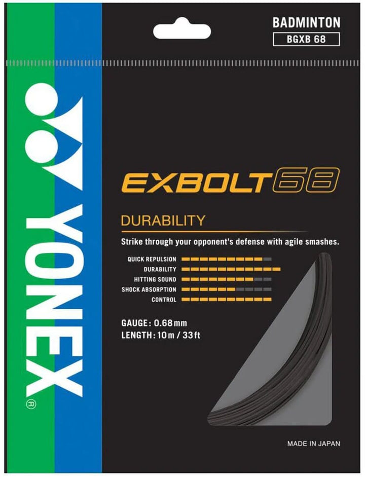 Yonex Exbolt 68 Badminton String 10m Set Badminton Strings Yonex Black