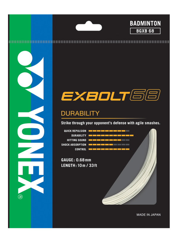 Yonex Exbolt 68 Badminton String 10m Set Badminton Strings Yonex White