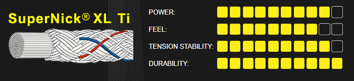 Ashaway SuperNick XL Titanium 17g Silver/Blue/Red String Set Squash Strings Ashaway