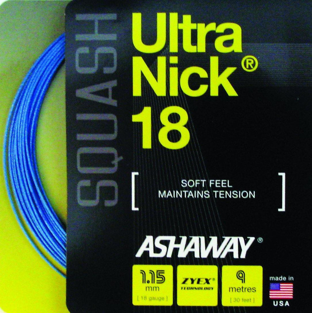 Ashaway UltraNick 18 Blue Squash String Set Squash Strings Ashaway