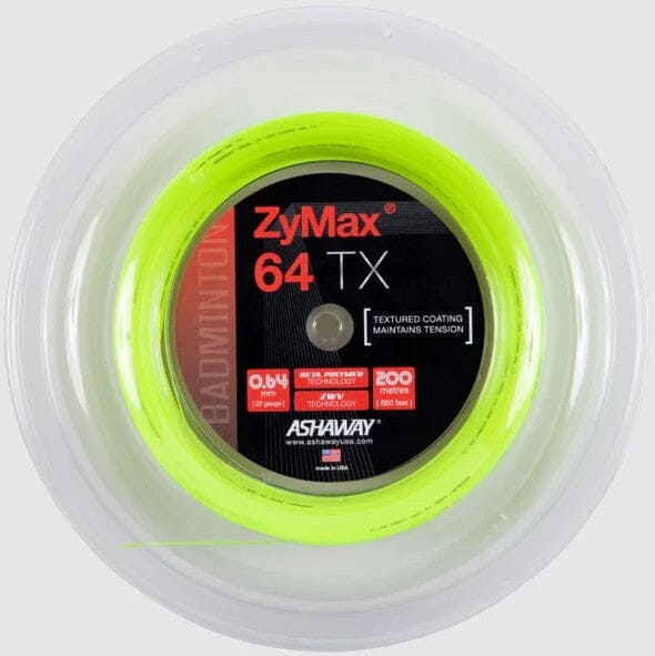 Ashaway ZyMax 64 TX Yellow Badminton String Reel 200m Badminton Strings Ashaway