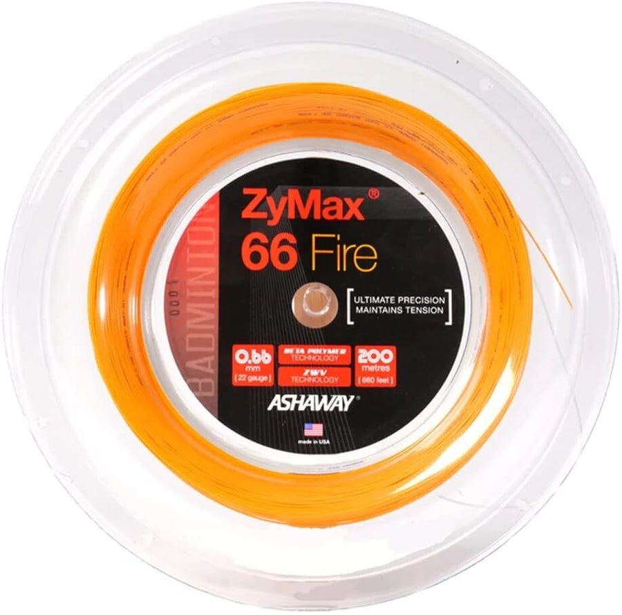 Ashaway ZyMax 66 Fire Orange Badminton String Reel 200m Badminton Strings Ashaway