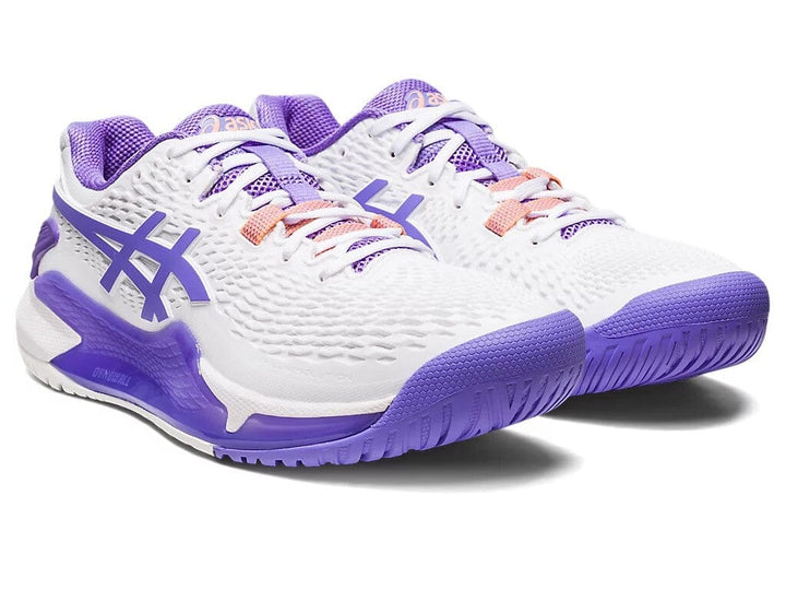 Asics Gel Resolution 9 Women's Tennis Shoes White/Amethyst 1042A208-101 Women's Tennis Shoes Asics