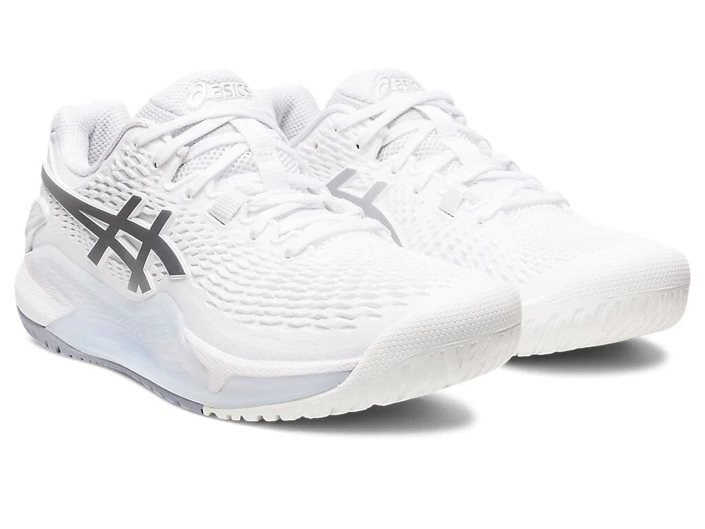 Asics Gel Resolution 9 Women's Tennis Shoes White/Pure Silver 1042A208-100 Women's Tennis Shoes Asics