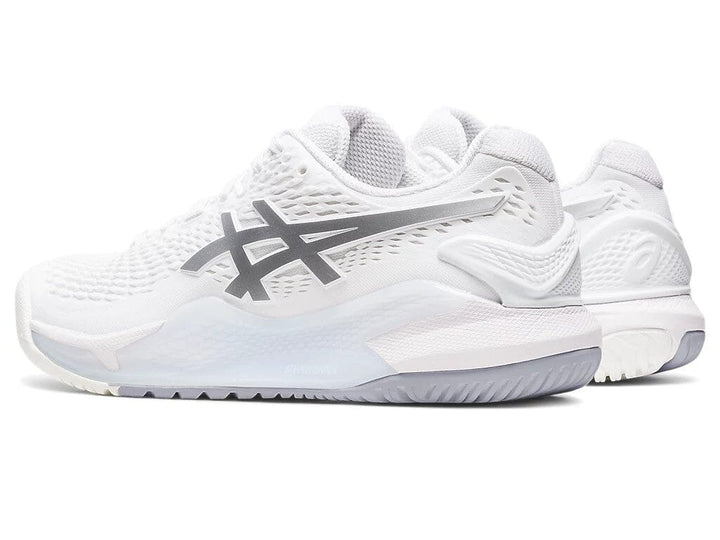 Asics Gel Resolution 9 Women's Tennis Shoes White/Pure Silver 1042A208-100 Women's Tennis Shoes Asics