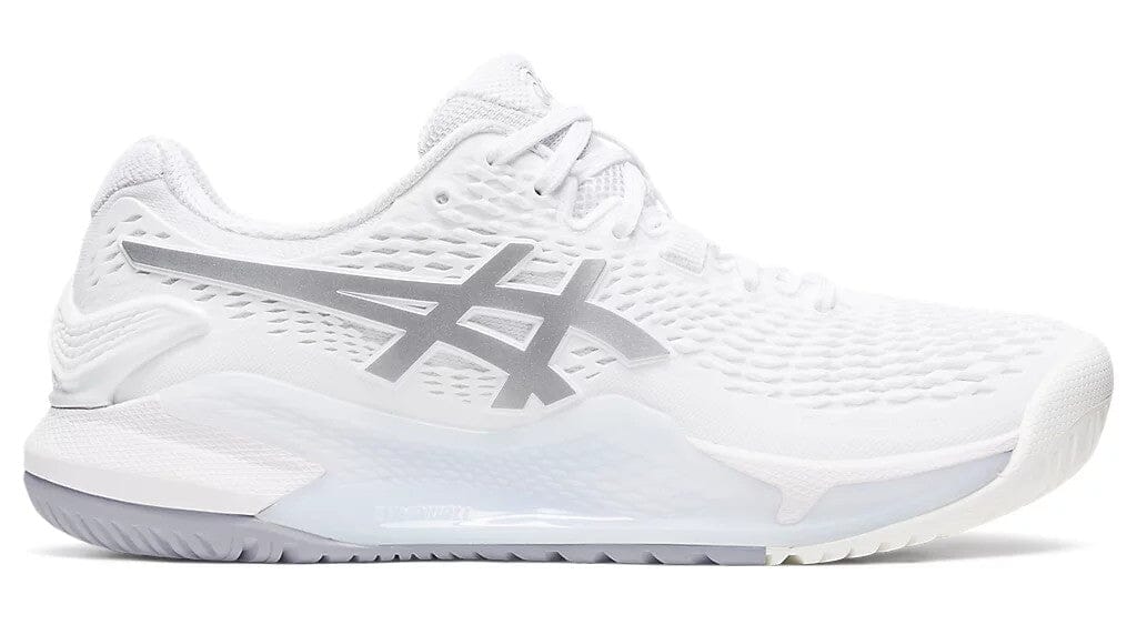Asics Gel Resolution 9 Women's Tennis Shoes White/Pure Silver 1042A208-100 Women's Tennis Shoes Asics