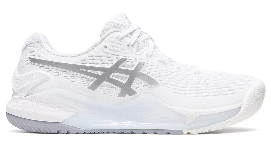 Asics Gel Resolution 9 Women's Tennis Shoes White/Pure Silver 1042A208-100 Women's Tennis Shoes Asics