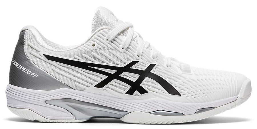 Asics Solution Speed FF 2 Unisex Tennis Shoe White/Black 1042A136-100 Women's Tennis Shoes Asics