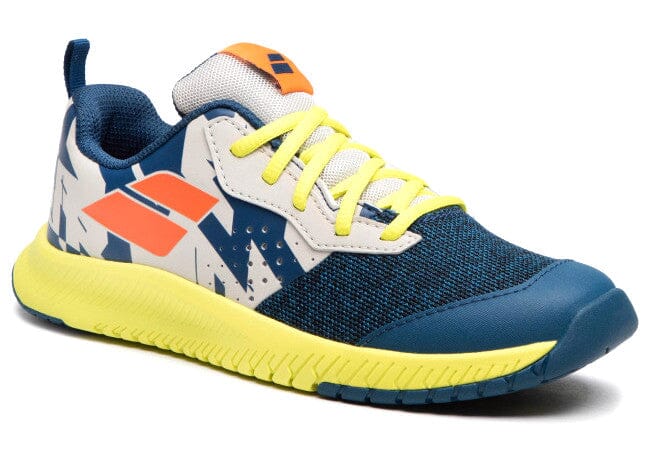 Babolat Pulsion All Court Junior Hybrid Tennis Shoe Blue/Sulphur Spring KidsTennisShoes Babolat 3.0 Men's / 4.5 Women's