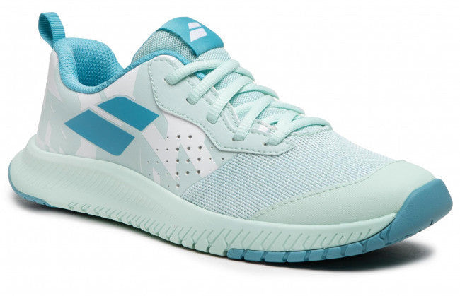 Babolat Pulsion All Court Junior Hybrid Tennis Shoe Sample 33S21482 KidsTennisShoes Babolat 2.5 Men's / 4.0 Women's White/Honeydew