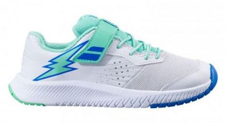 Babolat Pulsion All Court Kid Hybrid Tennis Shoe Sample 33S21518 KidsTennisShoes Babolat K13.5 White / Biscay Green