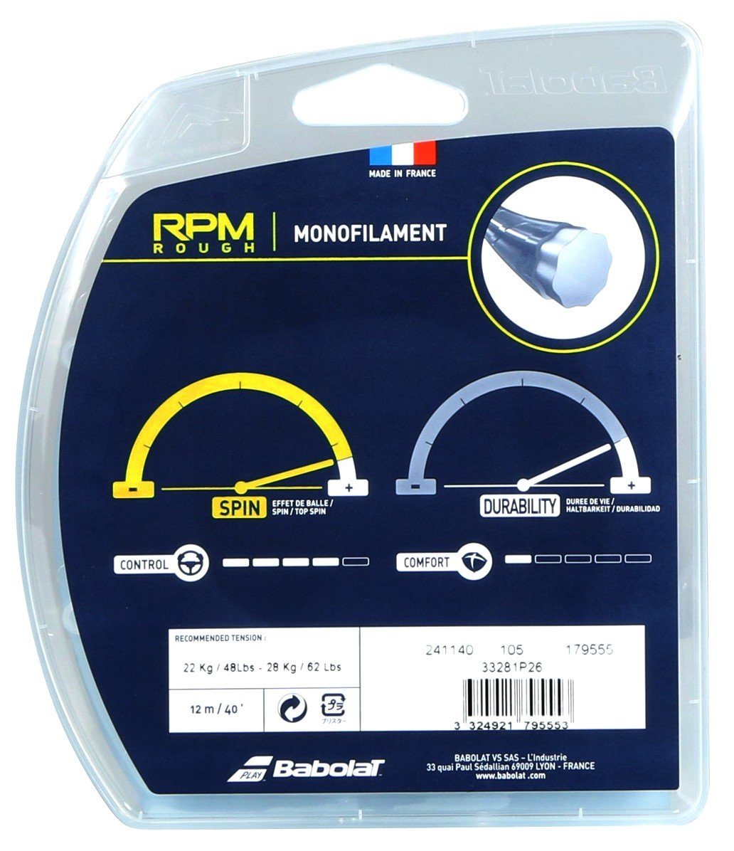 Babolat RPM Blast Rough 17g Black Tennis 12M String Set Tennis Strings Babolat