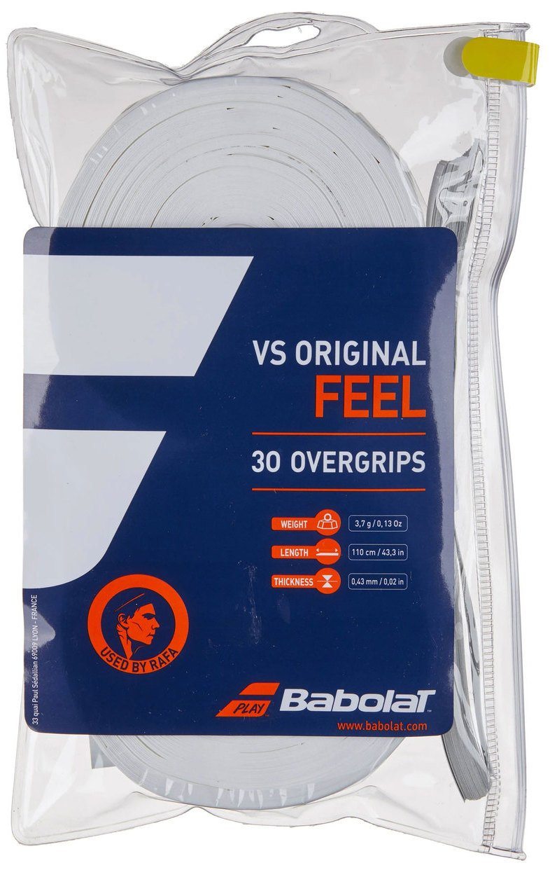 Babolat VS Original FEEL Overgrip X30 Pack of 30 Grips Babolat White