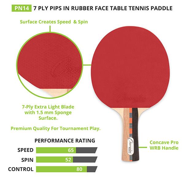Champion Sports Pro 14 Table Tennis 7-ply Extra Light Paddle Ping-Pong-Racquets Cornilleau