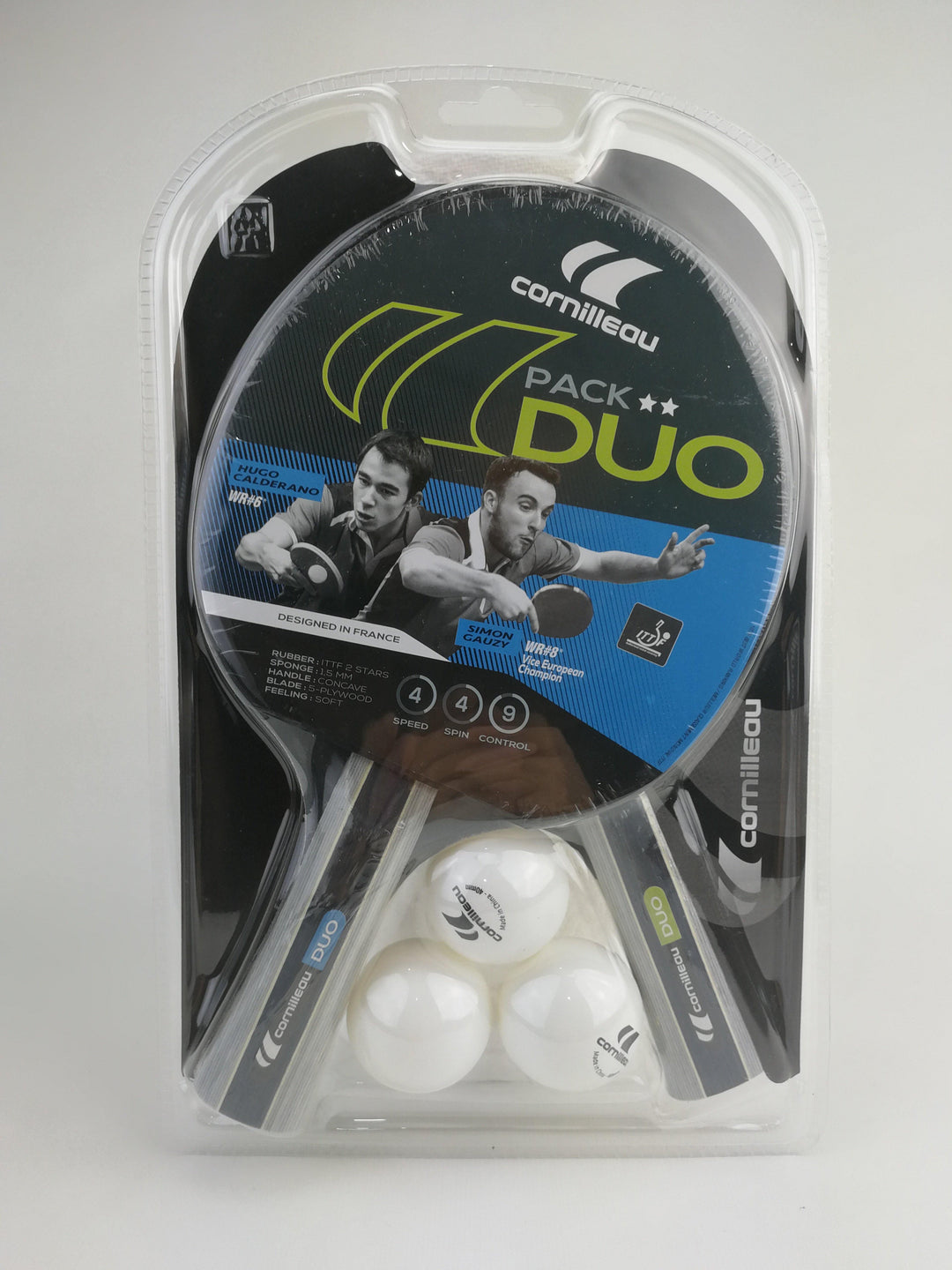 Cornilleau Pack Duo 2-Star Table Tennis Paddles and 3 balls Ping-Pong-Racquets Cornilleau