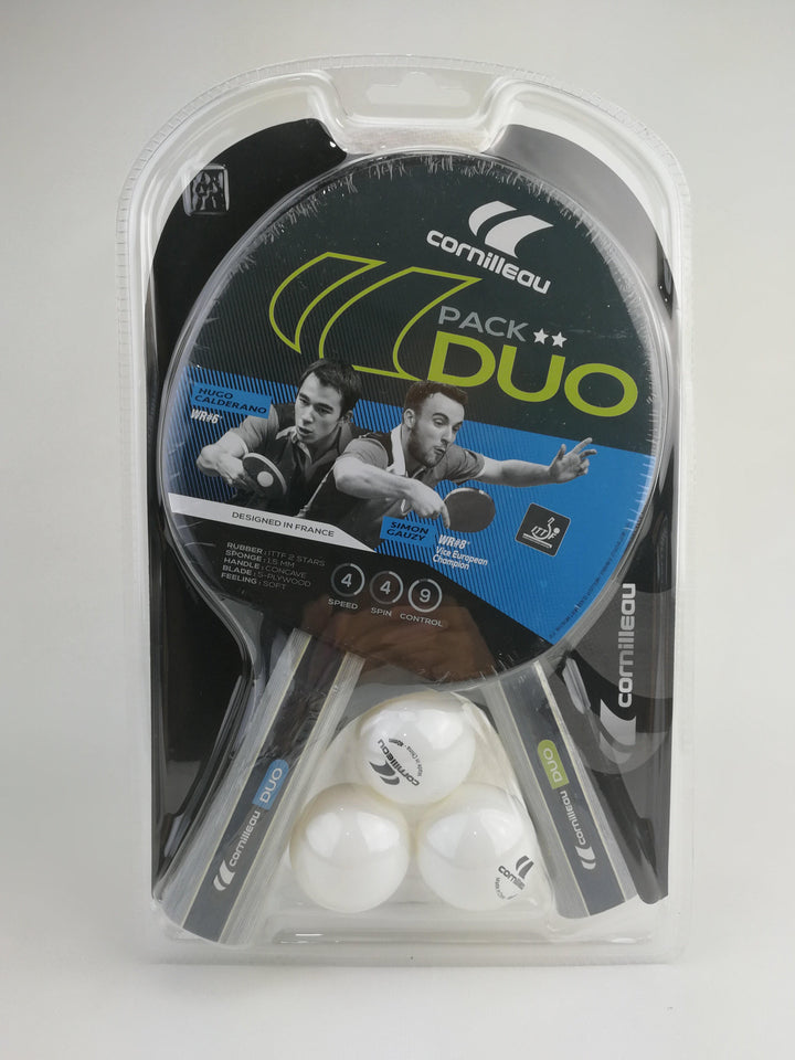 Cornilleau Pack Duo 2-Star Table Tennis Paddles and 3 balls Ping-Pong-Racquets Cornilleau