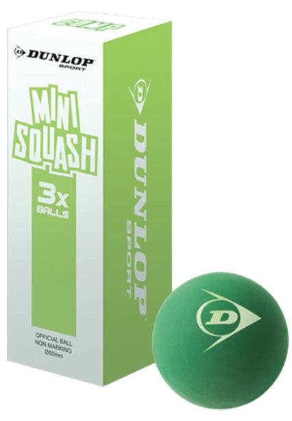 Dunlop Mini-Squash Green 3-Ball Pack Competition (Ages 11+) Standard size Squash Balls Dunlop