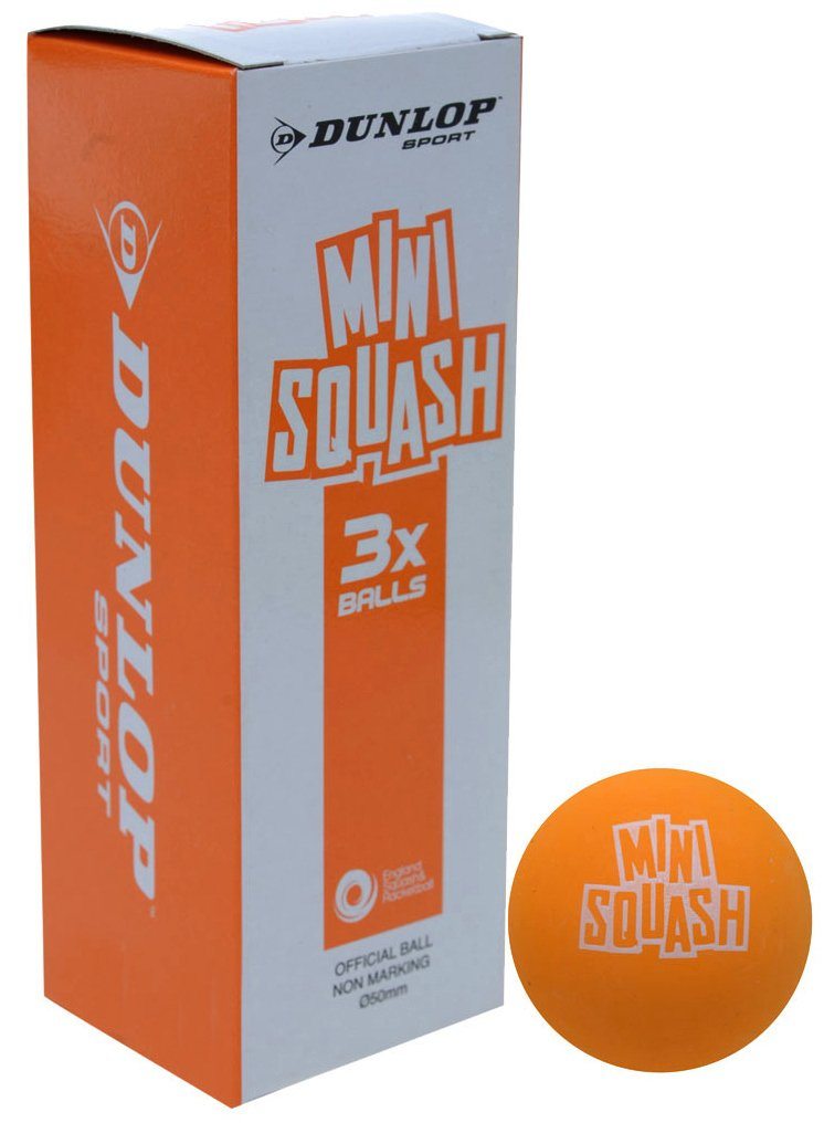 Dunlop Mini-Squash Orange 3-Ball Pack PLAY (Ages 8-10) Slightly Oversized Squash Balls Dunlop