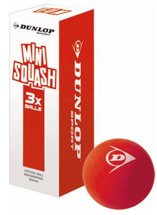 Dunlop Mini-Squash Red 3-Ball Pack FUN (Ages 5-7) Large/High Bounce Squash Balls Dunlop