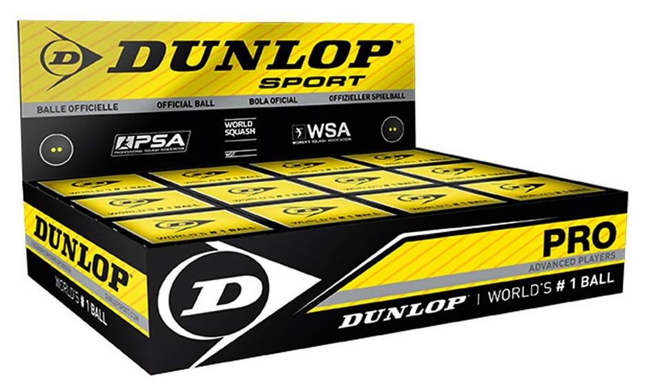 Dunlop Pro (Double Yellow Dot) Squash balls - box of 12 Squash Balls Dunlop