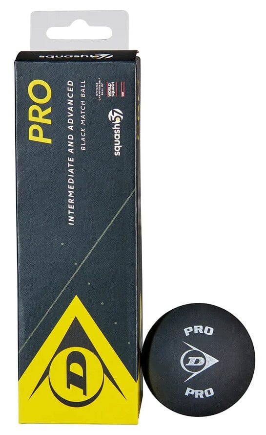 Dunlop PRO Squash 57 / Racquetball Black Double-Yellow dot Balls pack of 3 Racquetball Balls Dunlop
