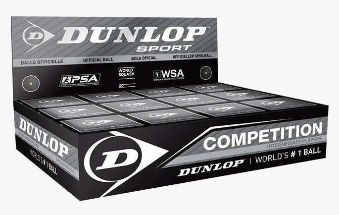 Dunlop Single - Yellow Competition Squash Ball - Box of 12 Balls (Dozen) Squash Balls Dunlop