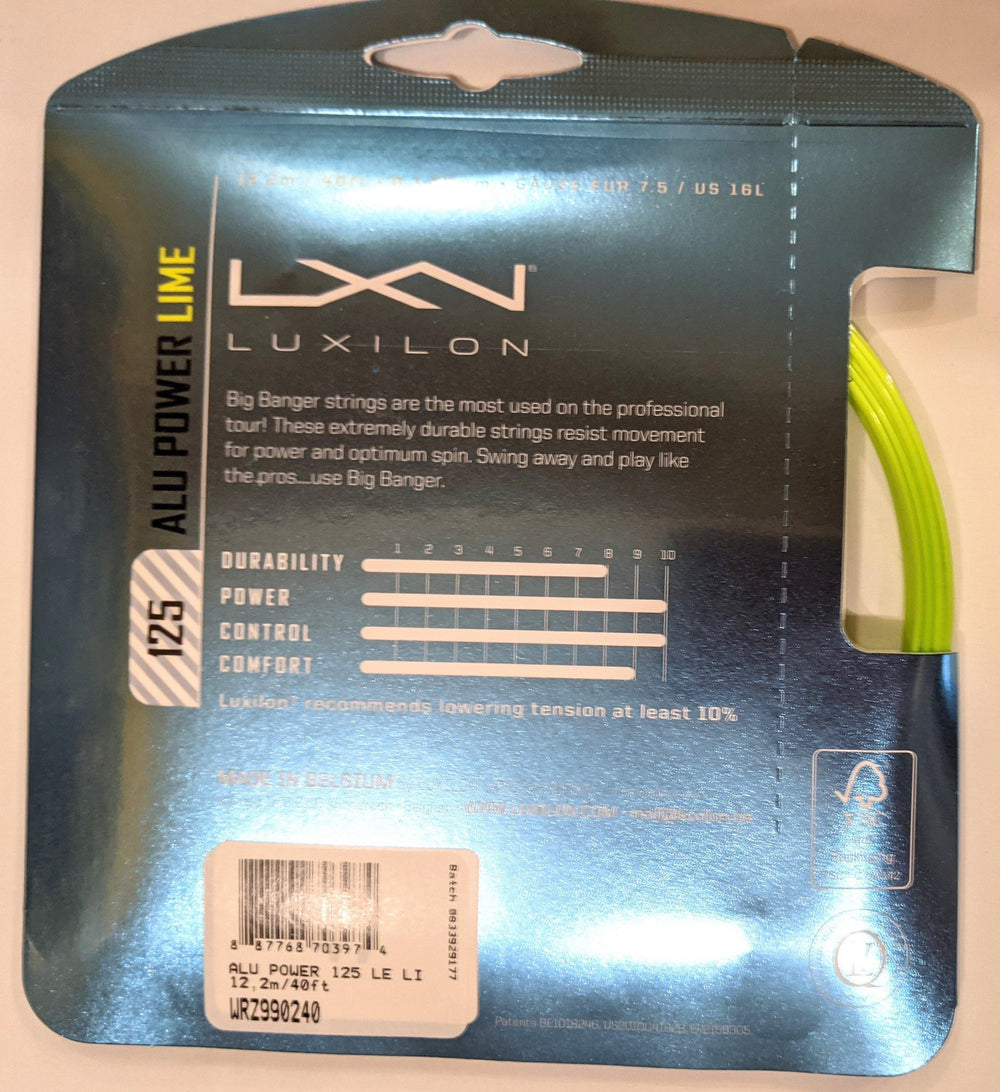 Luxilon Alu Power Lime 125 16Lg Tennis 12M String Set Tennis Strings Luxilon