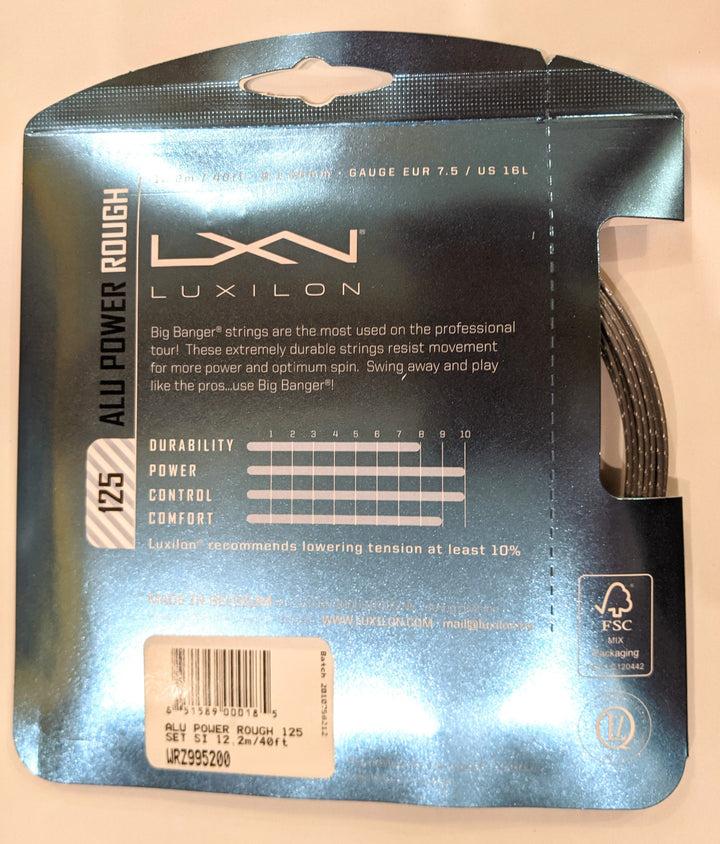 Luxilon Alu Power Rough 125 16Lg Silver Tennis 200M/726Ft String Reel Tennis Strings Luxilon