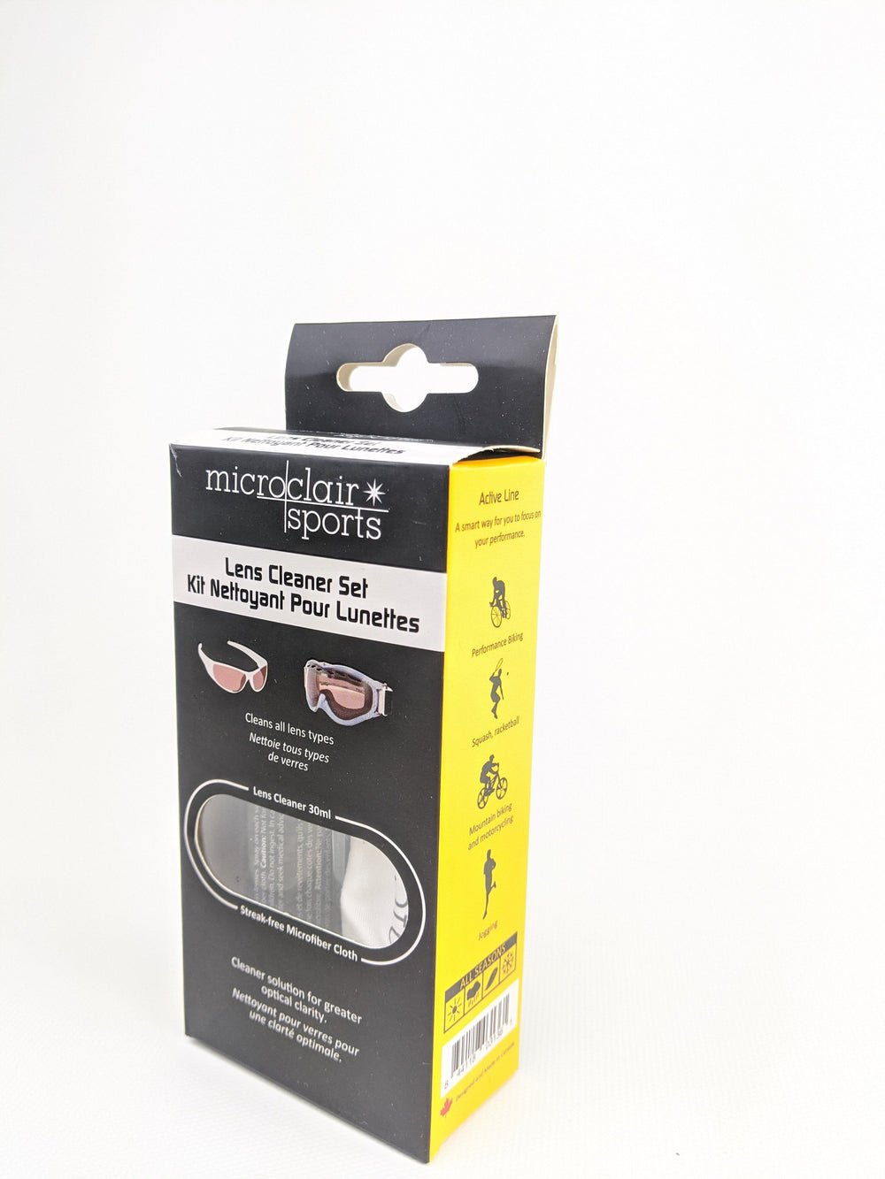 Microclair Set - Lens Cleaner 30ml Bottle with Streak-free Microfiber White Cloth Eyeguards Microclair