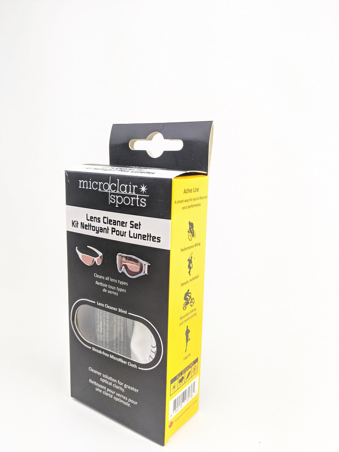 Microclair Set - Lens Cleaner 30ml Bottle with Streak-free Microfiber White Cloth Eyeguards Microclair