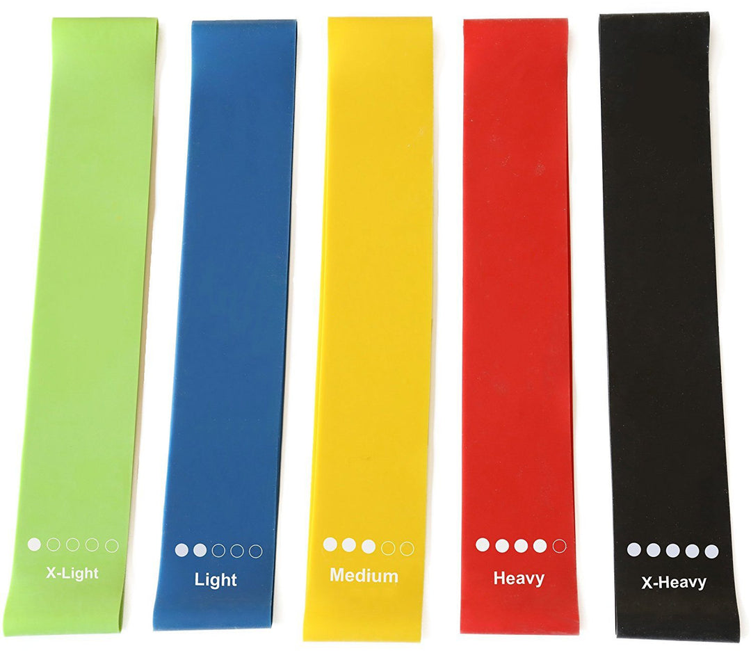 Resistance Bands Set of 5 (100% Natural Latex. Fitness/Yoga/Stretch) Fitness Gear sportsvirtuoso