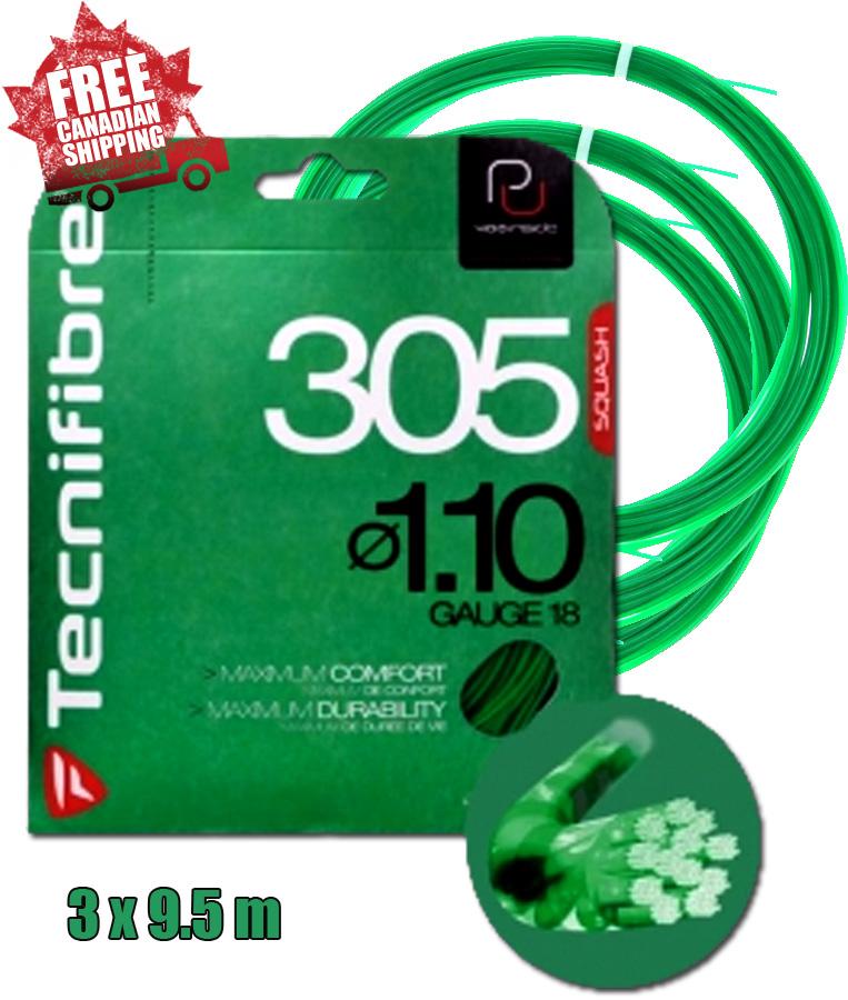 Tecnifibre 305 SPL 18g 1.10 MM 3 Cut Length Squash String Sets Squash Strings Tecnifibre
