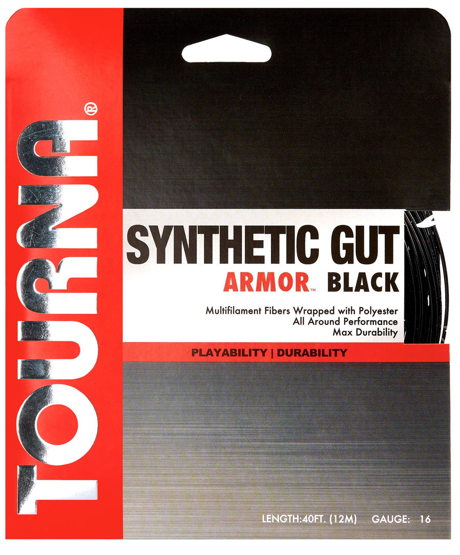 Tourna Synthetic Gut Armor 16g Black Tennis 12M String Set Tennis Strings Tourna