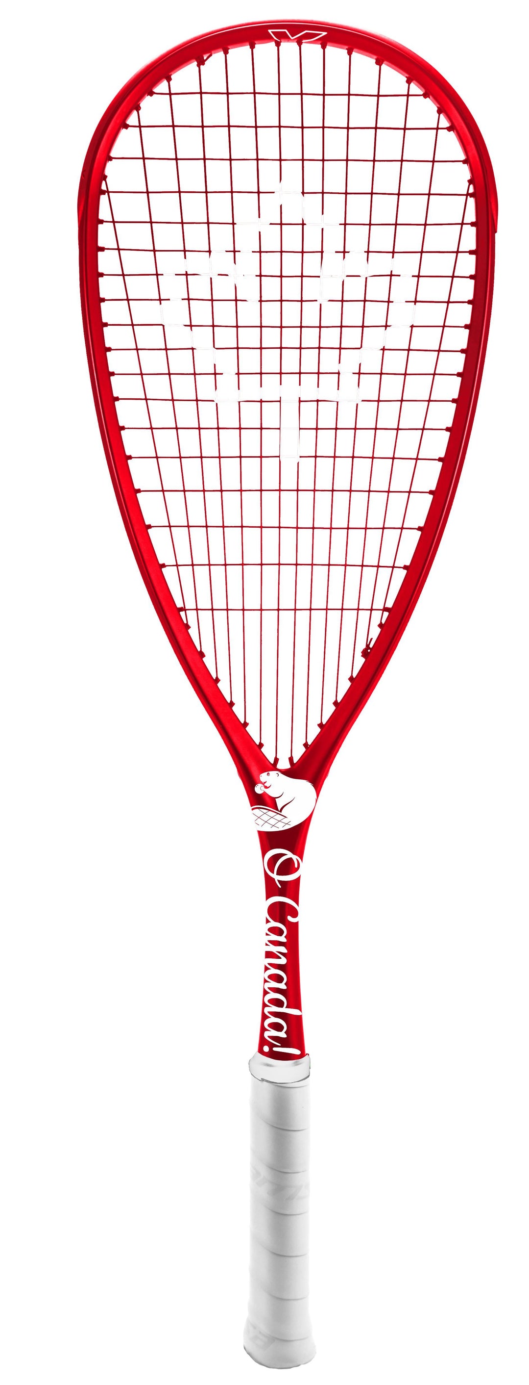 Xamsa Onyx - O Canada! - Limited Edition Squash Racquet with Top Bumper Squash Racquets Xamsa Strung with Xamsa PM18 Red with Canada Stencil