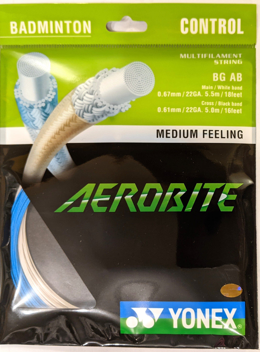 Yonex Aerobite Badminton 5.5+5.0 m String Set Badminton Strings Yonex White/Blue
