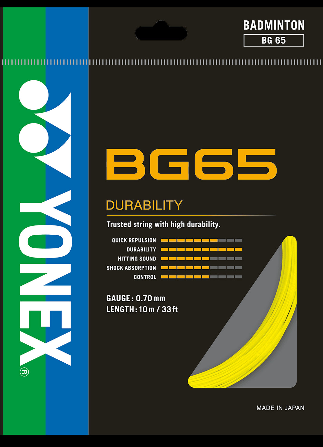 Yonex BG-65 Badminton String Set 10m Badminton Strings Yonex Yellow