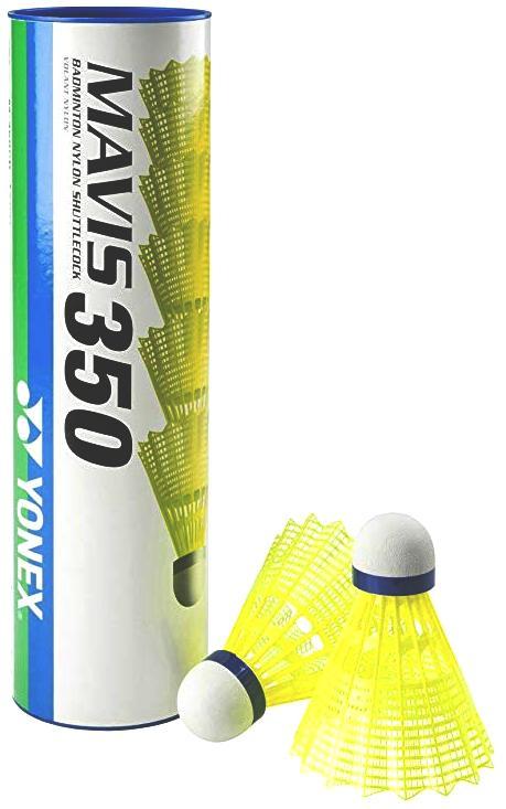 Yonex Mavis 350 Nylon Shuttle 1/2 dozen (6 in the tube) - Blue Cap - Middle Speed Nylon Shuttlecocks Yonex Yellow