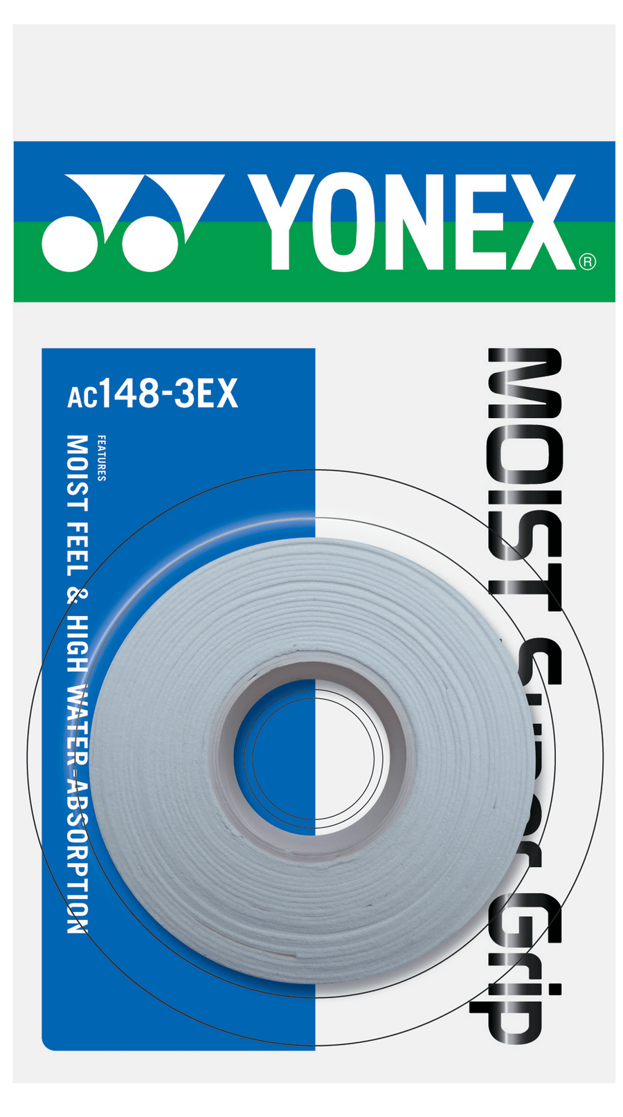 Yonex MOIST AC148EX-3 Overgrip pack of 3 Grips Yonex White