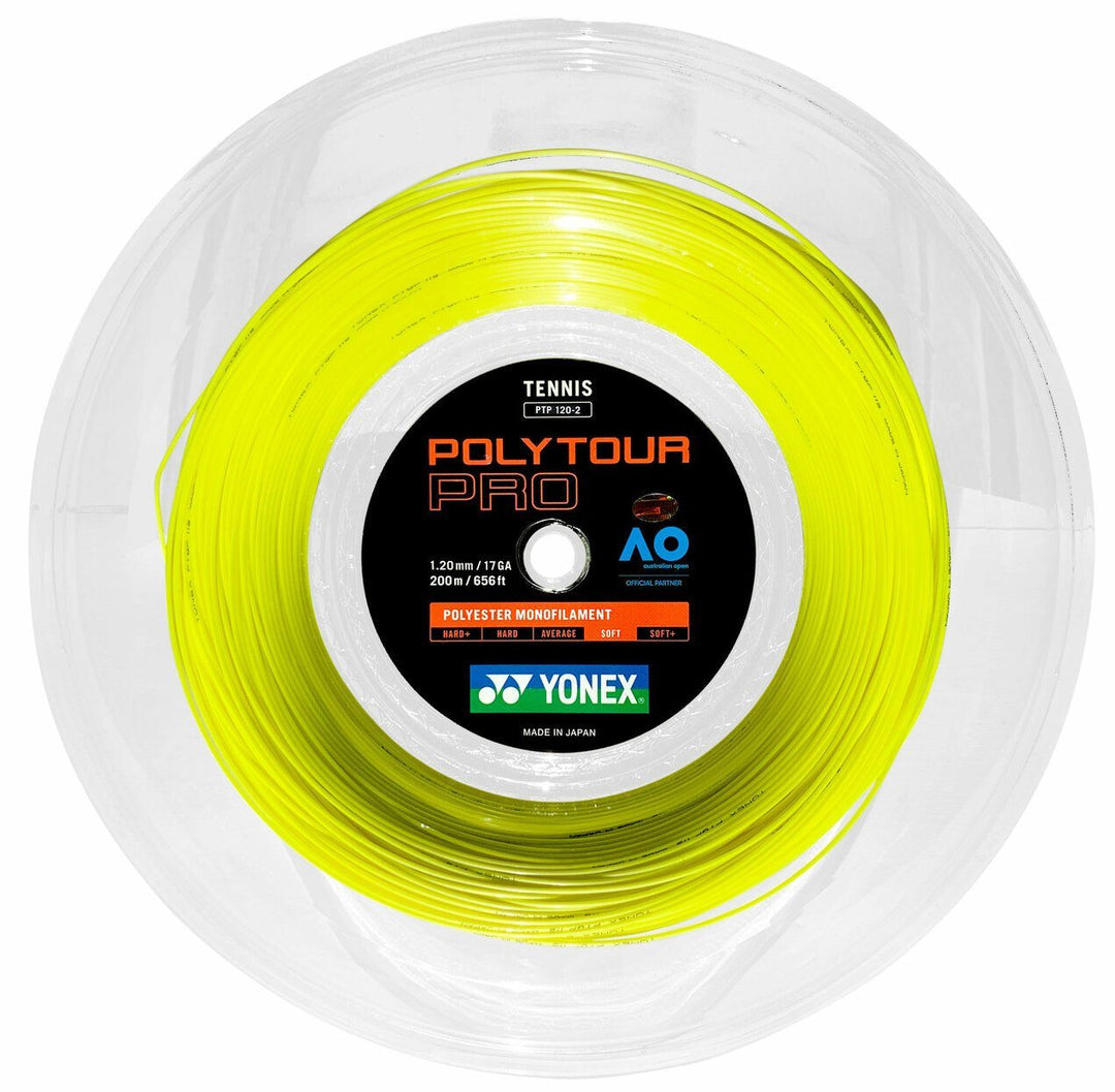 Yonex Poly Tour Pro 120 17g Yellow Tennis 200M String Reel Tennis Strings Yonex
