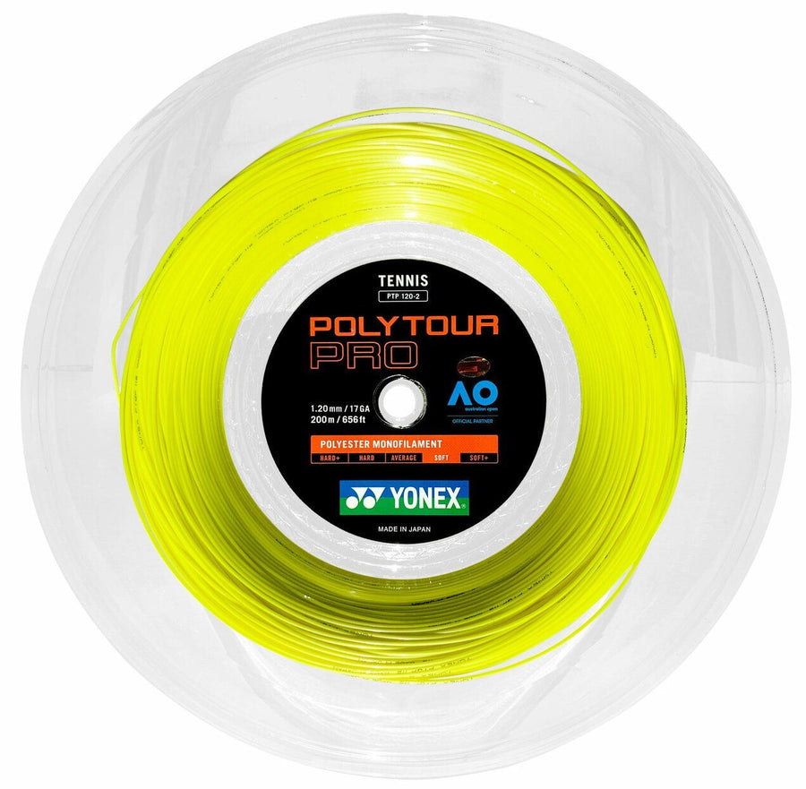 Yonex Poly Tour Pro 120 17g Yellow Tennis 200M String Reel Tennis Strings Yonex
