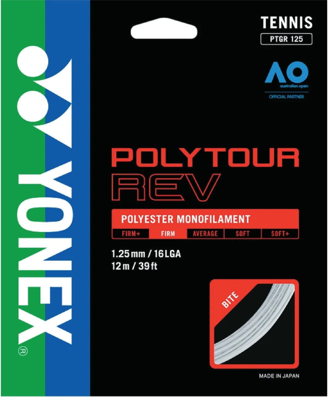 Yonex Poly Tour Rev 125 16Lg Tennis 12M String Set Tennis Strings Yonex White