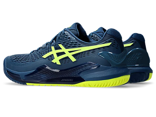 Asics Gel-Resolution 9 (Wide) Mako Blue/Safety Yellow Men's tennis shoes  